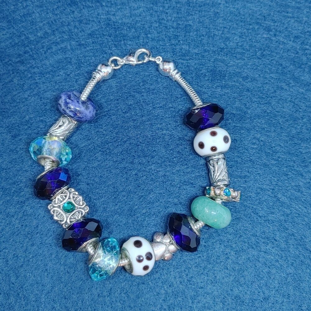 Cute Blue Crystal Charm Bracelet